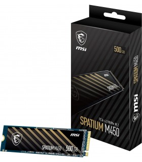 SSD M.2 MSI SPATIUM M450 PCIe 4.0 NVMe M.2 500GB Internal Gaming SSD up to 3600MB/s 3D NAND Up to 600 TBW